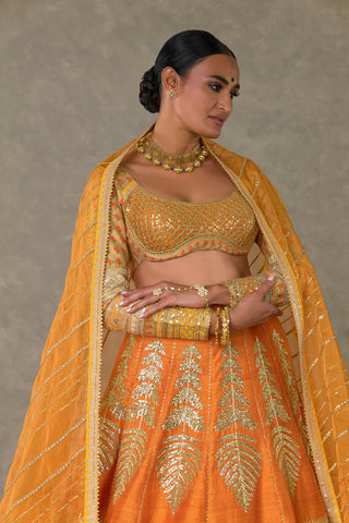 House Of Masaba-Rust Paan-Patti Lehenga Set-INDIASPOPUP.COM