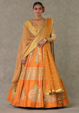 House Of Masaba-Rust Lehenga Set With Two Dupattas-INDIASPOPUP.COM