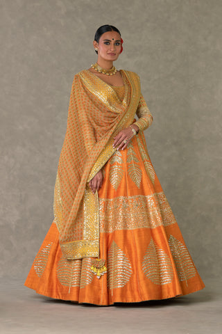House Of Masaba-Rust Paan-Patti Lehenga Set-INDIASPOPUP.COM