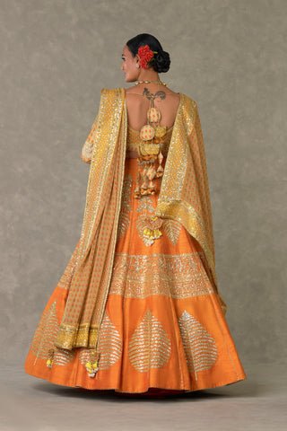 House Of Masaba-Rust Paan-Patti Lehenga Set-INDIASPOPUP.COM