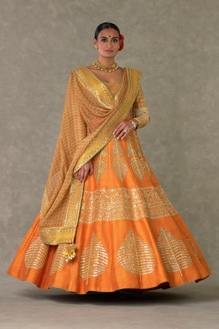 House Of Masaba-Rust Paan-Patti Lehenga Set-INDIASPOPUP.COM
