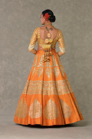 House Of Masaba-Rust Paan-Patti Lehenga Set-INDIASPOPUP.COM