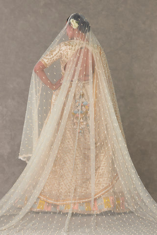 House Of Masaba-Ivory Anar-Phool Lehenga And Trail Set-INDIASPOPUP.COM