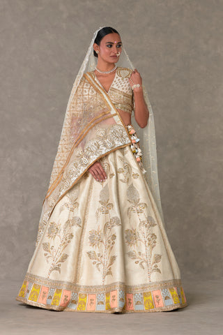 House Of Masaba-Ivory Anar-Phool Lehenga And Trail Set-INDIASPOPUP.COM