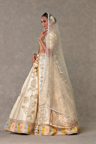 House Of Masaba-Ivory Anar-Phool Lehenga And Trail Set-INDIASPOPUP.COM