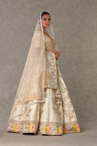 House Of Masaba-Ivory Anar-Phool Lehenga And Trail Set-INDIASPOPUP.COM