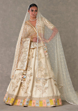 House Of Masaba-Ivory Anar-Phool Lehenga And Trail Set-INDIASPOPUP.COM