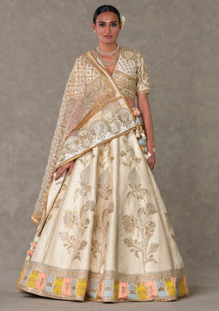 House Of Masaba-Ivory Anar-Phool Lehenga And Trail Set-INDIASPOPUP.COM