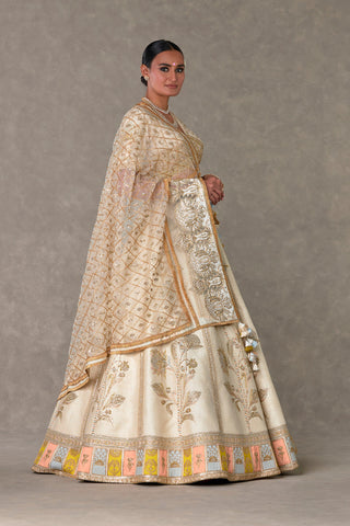 House Of Masaba-Ivory Anar-Phool Lehenga And Trail Set-INDIASPOPUP.COM