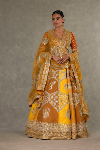 House Of Masaba-Ochre Neel Kamal Lehenga Set-INDIASPOPUP.COM