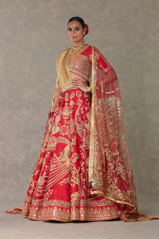 House Of Masaba-Red Bagh-E-Bahar Bridal Lehenga Set-INDIASPOPUP.COM