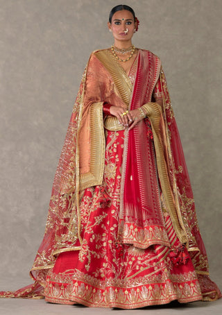 House Of Masaba-Red Bagh-E-Bahar Bridal Lehenga Set-INDIASPOPUP.COM