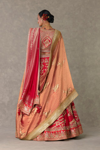 House Of Masaba-Red Bagh-E-Bahar Bridal Lehenga Set-INDIASPOPUP.COM