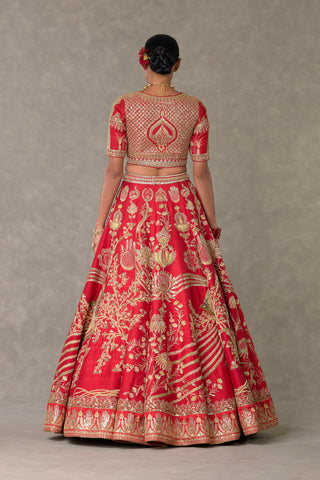 House Of Masaba-Red Bagh-E-Bahar Lehenga Set-INDIASPOPUP.COM