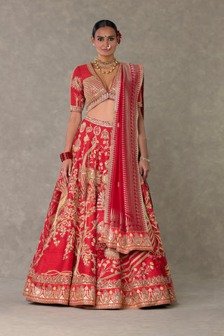 House Of Masaba-Red Bagh-E-Bahar Bridal Lehenga Set-INDIASPOPUP.COM
