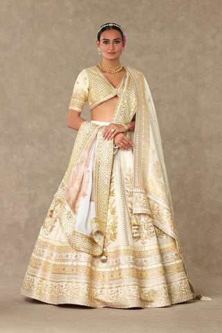 House Of Masaba-Ivory Neel-Kamal Lehenga And Double Dupatta Set-INDIASPOPUP.COM