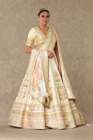 House Of Masaba-Ivory Neel-Kamal Lehenga And Double Dupatta Set-INDIASPOPUP.COM