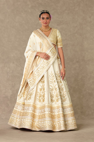 House Of Masaba-Ivory Neel-Kamal Lehenga And Double Dupatta Set-INDIASPOPUP.COM