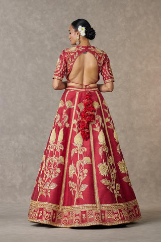 House Of Masaba-Maroon Anar Phool Lehenga Set-INDIASPOPUP.COM