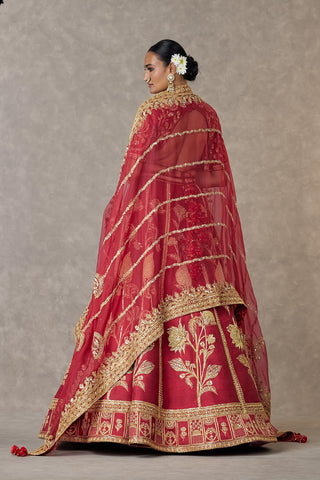 House Of Masaba-Maroon Anar Phool Lehenga Set-INDIASPOPUP.COM