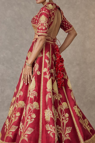House Of Masaba-Maroon Anar Phool Lehenga Set-INDIASPOPUP.COM