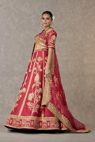 House Of Masaba-Maroon Anar Phool Lehenga Set-INDIASPOPUP.COM