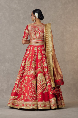 House Of Masaba-Red Bridal Neelkamal Lehenga Set-INDIASPOPUP.COM
