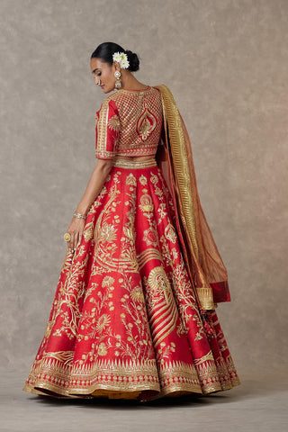 House Of Masaba-Red Bridal Neelkamal Lehenga Set-INDIASPOPUP.COM