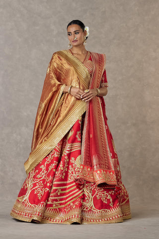 House Of Masaba-Red Bridal Neelkamal Lehenga Set-INDIASPOPUP.COM