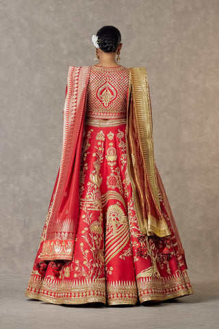 House Of Masaba-Red Bridal Neelkamal Lehenga Set-INDIASPOPUP.COM