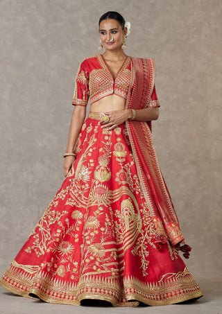 House Of Masaba-Red Bagh-E-Bahar Neelkamal Lehenga Set-INDIASPOPUP.COM
