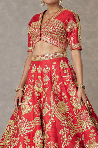 House Of Masaba-Red Bagh-E-Bahar Neelkamal Lehenga Set-INDIASPOPUP.COM