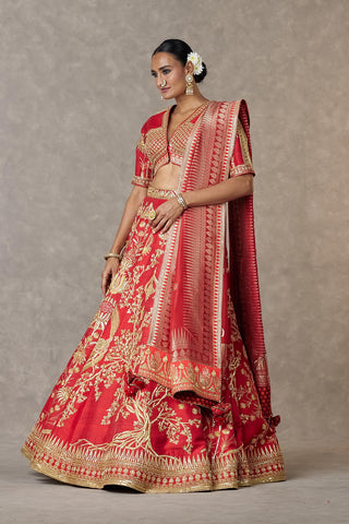 House Of Masaba-Red Bagh-E-Bahar Neelkamal Lehenga Set-INDIASPOPUP.COM