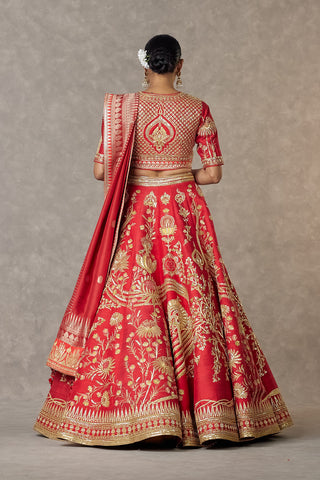 House Of Masaba-Red Bagh-E-Bahar Neelkamal Lehenga Set-INDIASPOPUP.COM