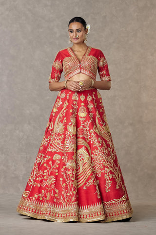 House Of Masaba-Red Bagh-E-Bahar Neelkamal Lehenga Set-INDIASPOPUP.COM