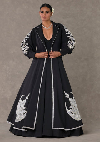House Of Masaba-Black Chand Gown And Jacket-INDIASPOPUP.COM