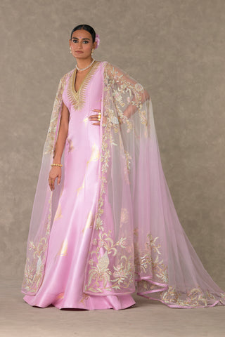 House Of Masaba-Barfi Pink Son-Chidiya Gown And Trail-INDIASPOPUP.COM