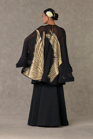 House Of Masaba-Black Son-Chidiya Cape And Gown-INDIASPOPUP.COM