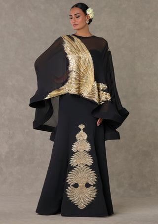 House Of Masaba-Black Son-Chidiya Cape And Gown-INDIASPOPUP.COM