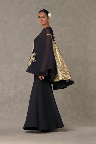 House Of Masaba-Black Son-Chidiya Cape And Gown-INDIASPOPUP.COM