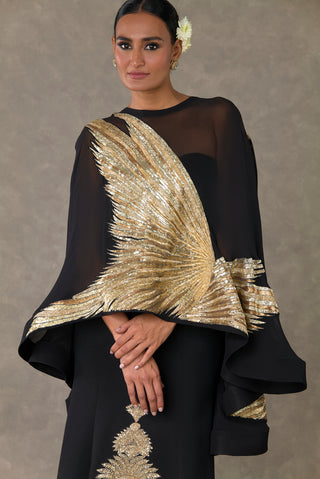 House Of Masaba-Black Son-Chidiya Cape And Gown-INDIASPOPUP.COM