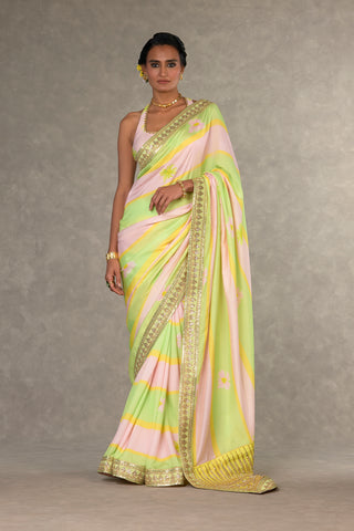 House Of Masaba-Summertime Sorbet Sari And Unstitched Blouse-INDIASPOPUP.COM