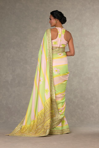House Of Masaba-Summertime Sorbet Sari And Unstitched Blouse-INDIASPOPUP.COM