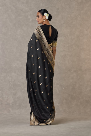 House Of Masaba-Black Haath Phool Sari And Unstitched Blouse-INDIASPOPUP.COM