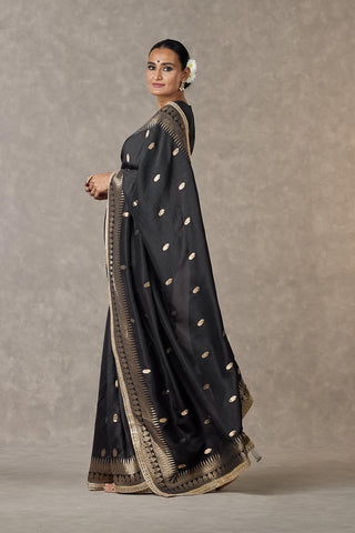 House Of Masaba-Black Haath Phool Sari And Unstitched Blouse-INDIASPOPUP.COM