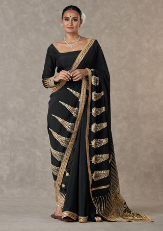House Of Masaba-Black Sari With Salwar And Unstitched Blouse-INDIASPOPUP.COM