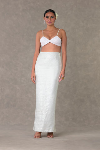 House Of Masaba-White Son Chidiya Skirt And Cape Set-INDIASPOPUP.COM