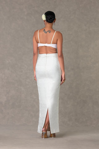 House Of Masaba-White Son Chidiya Skirt And Cape Set-INDIASPOPUP.COM