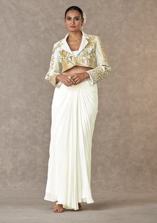 House Of Masaba-Ivory Son-Chidiya Cropped Blazer And Skirt Set-INDIASPOPUP.COM