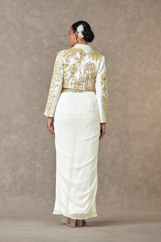 House Of Masaba-Ivory Son-Chidiya Cropped Blazer And Skirt Set-INDIASPOPUP.COM
